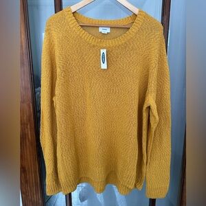 NEW Old Navy Womens Sweater sz XXL Mustard Yellow Crew Neck Classic Preppy